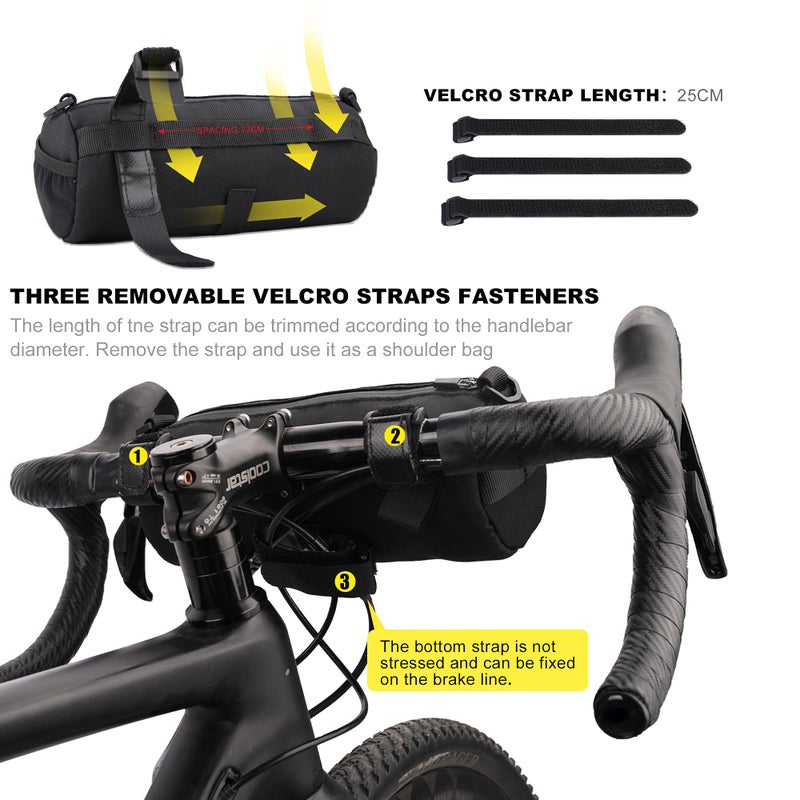 Rhinowalk Bike Handlebar Bag Bicycle Front Bag Shoulder Bag Storage Bag With Shoulder Strap For Road Mountain Bike Cycling Travel (Black+Yellow) - Image 5