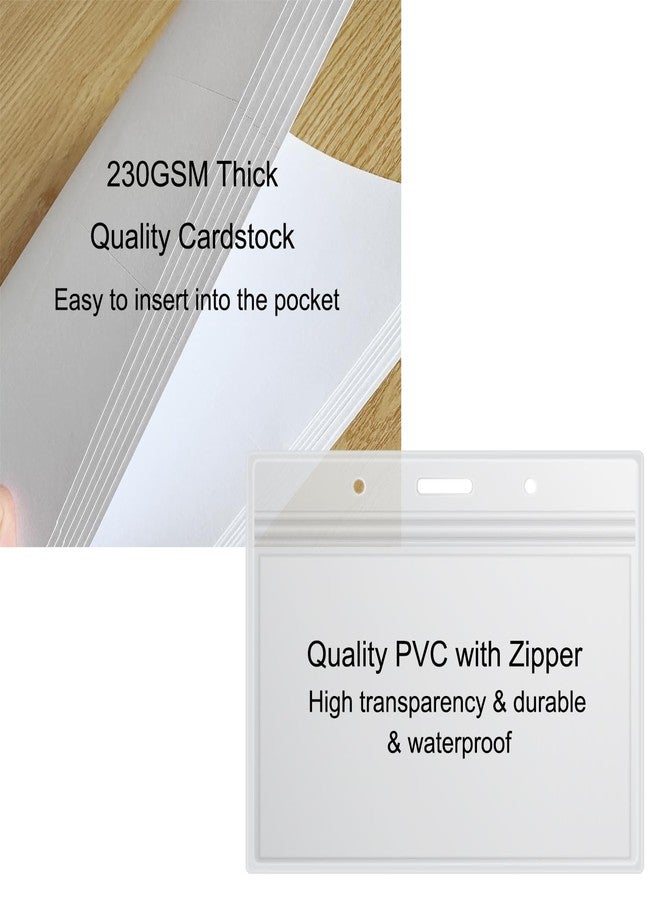 Mr-Label 50 Pack 4" x 3" Heavy Duty ID Badge Holder with Printable Name Badge Insert Micro-Perforated Waterproof Clear Horizontal Name Tag Badge Holder - Image 5