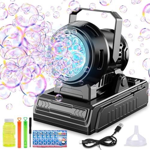SHCKE Automatic Bubble Machine 10 Holes Bubble BlowerPlug in or Battery Operated Portable Bubble Maker20000 Big Bubbles Per Minute Bubbles for Outdoor Wedding Birthday Easter Party - Image 1
