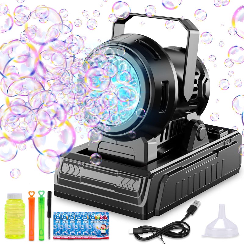 SHCKE Automatic Bubble Machine 10 Holes Bubble BlowerPlug in or Battery Operated Portable Bubble Maker20000 Big Bubbles Per Minute Bubbles for Outdoor Wedding Birthday Easter Party - Image 3