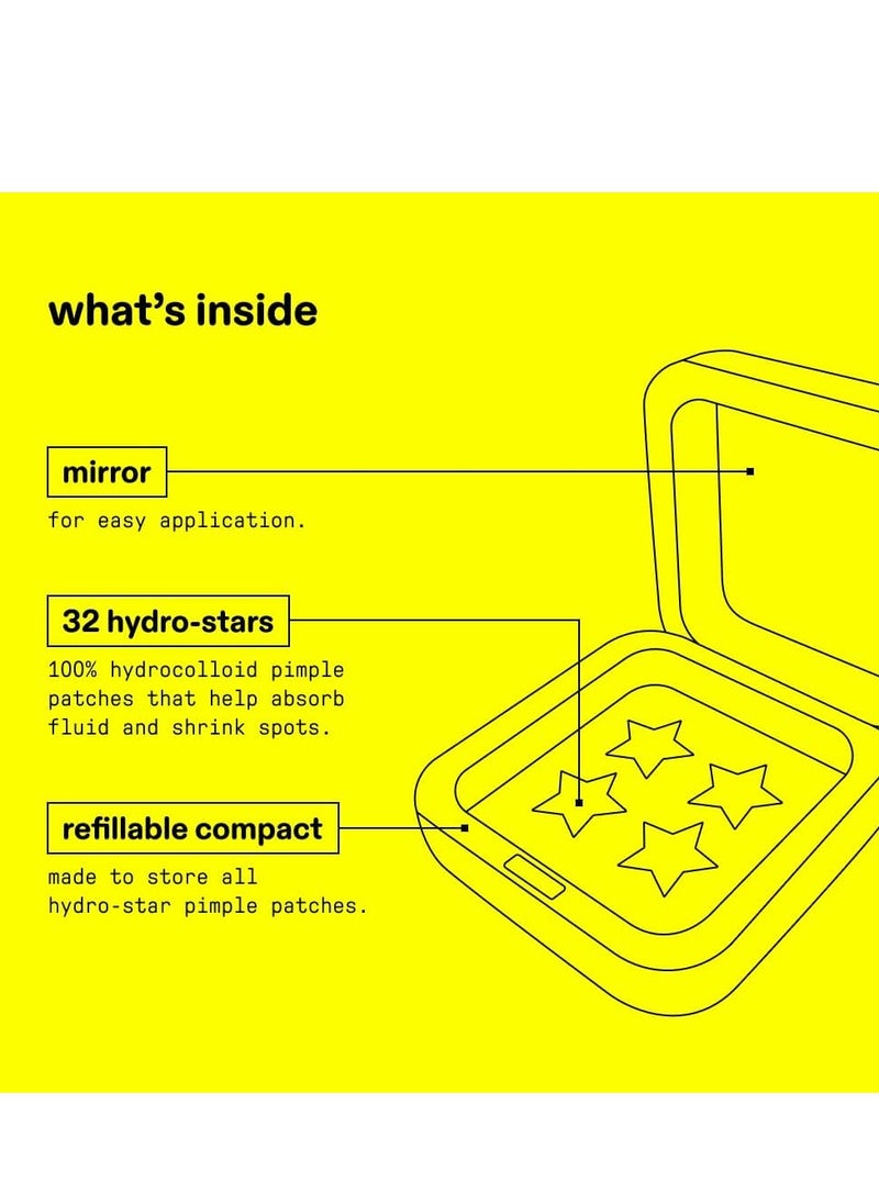 Starface World - Starface World Hydro Stars Big Yellow Hydrocolloid Pimple Stickers, Absorb Fluid and Reduce Inflammation, Cute Star Shape, Vegan and Cruelty Free Skincare, Pack of 32 - Image 1