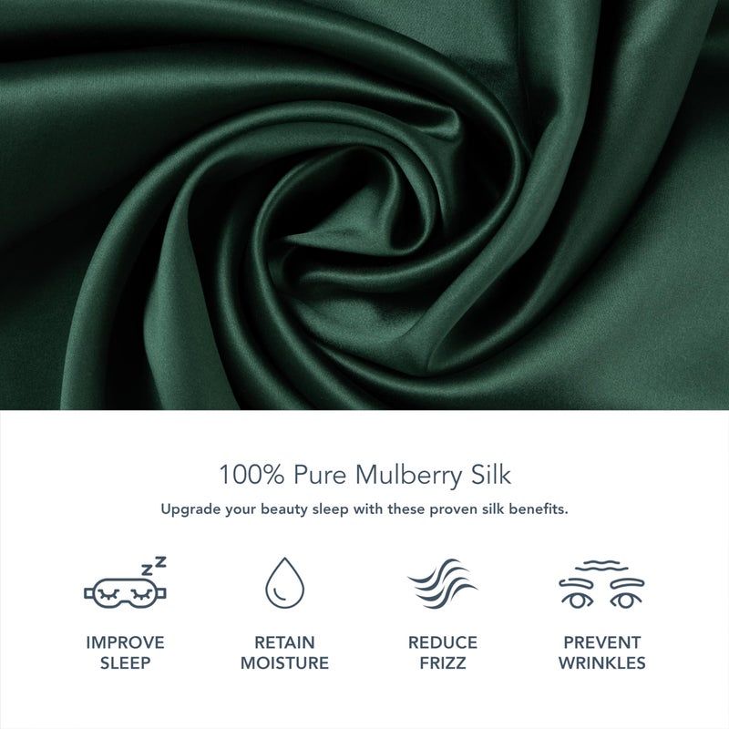 فيشرز فاينري Fishers Finery 19mm 100 ٪ Pure Mulberry Silk Pillowcase Good Goodsering Housegering Quality (Dark Green K) - Image 5
