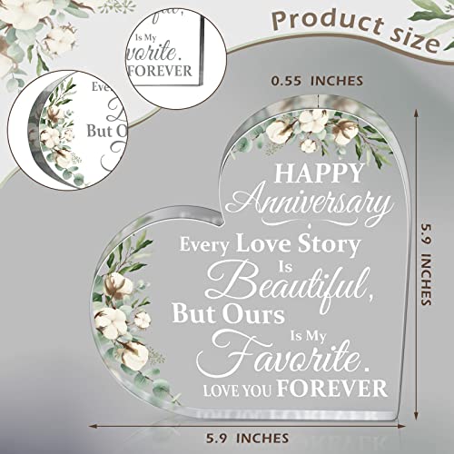Yulejo Wedding Gift for Her Years of Marriage Gift Happy Anniversary Present for Woman Acrylic Heart Marriage Keepsake for Wife Husband Girlfriend Boyfriend (Love Style) - Image 3