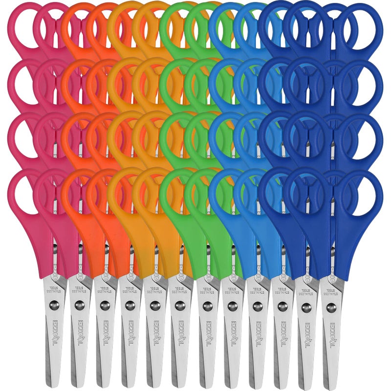 Scissors Bulk for Kids EZZGOL 48 PACK 5 Safety Blunt Tip Student Scissors 6 Assorted Colors Kid Craft Scissors for Cutting Regular PaperConstruction PaperCards