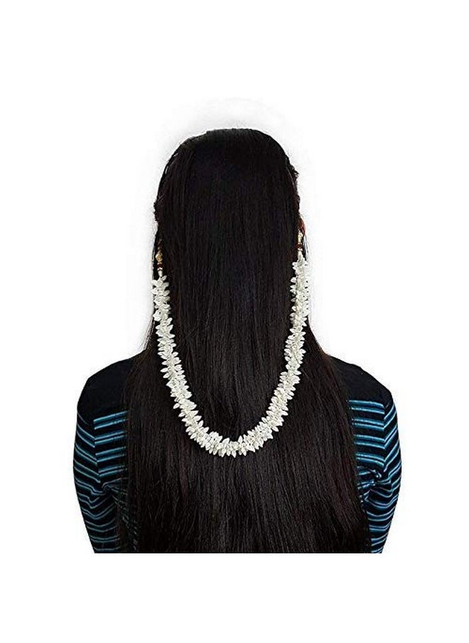 Zintalic - Artificial Hair Gajra For Bun Hair Accessories Set, White (Pack Of 1) - Image 1