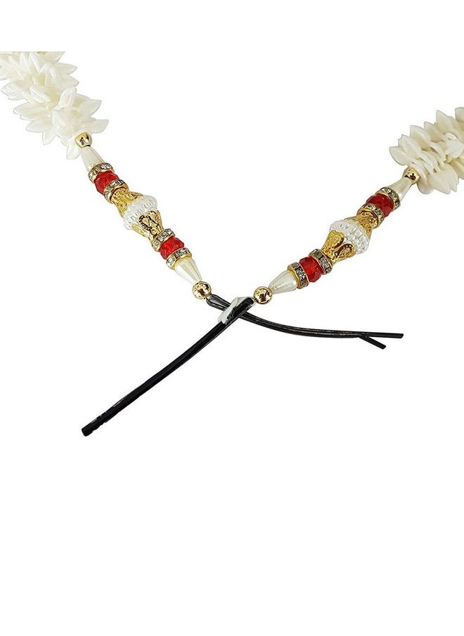 Zintalic - Artificial Hair Gajra For Bun Hair Accessories Set, White (Pack Of 1) - Image 1