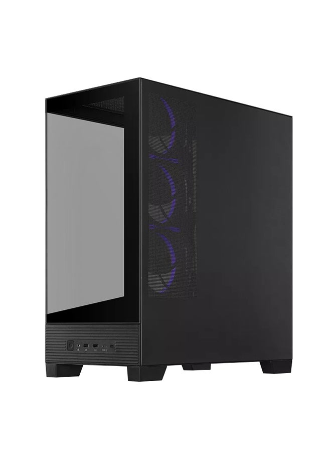 أسوس صندوق A31 PLUS ATX متوسط الحجم، متوافق مع لوحة BTF، واجهات زجاجية مقسّاة من الأمام والجانب، 4 مراوح ARGB 120mm مثبتة مسبقًا، يدعم مبرد 360mm، 2 فتحات 2.5"/3.5"، 7 فتحات توسيع، USB 3.2 Gen 2x2 Type-C، USB مزدوج 3.2 Gen1، إدارة كابلات 34mm، فلاتر غبار قابلة للإزالة، تصميم قاعدة بزاوية 8° لتحسين تدفق الهواء، أسود | 90DC00R0-B19000 - Image 5
