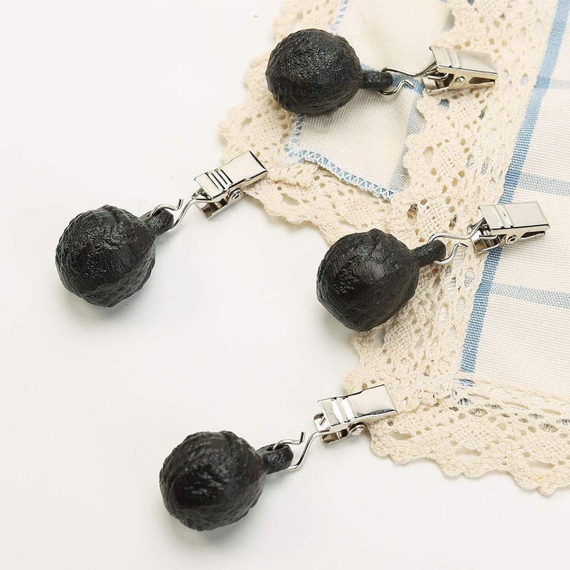 Sungmor Sungmor Cast Iron Heavyweight Tablecloth Weights  4 Pack Antique Dark Brown Round Clew Pendent Clips Weights Kit  Heavy Duty Table Cloth Cover Clamps for Home Garden Party Wedding Camping Picnic 