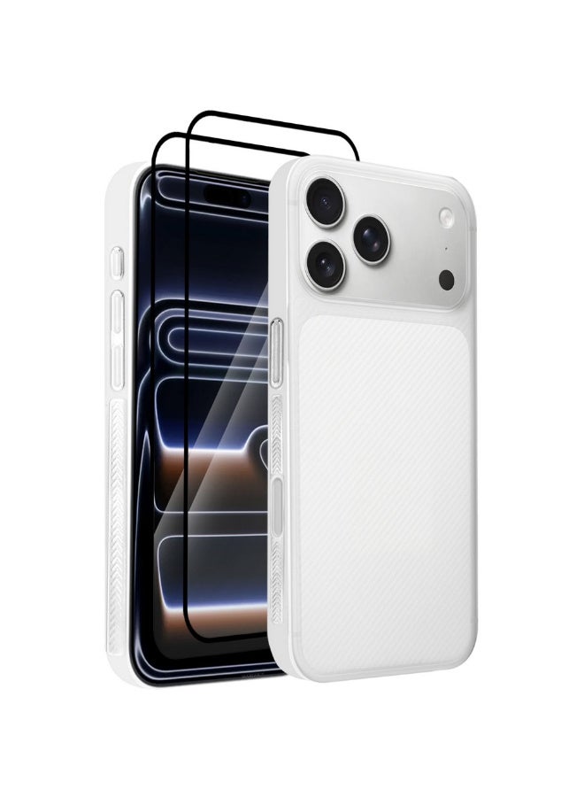 CATANES 3Packs Case Cover for iPhone 17 Pro Max, Air Skin Line Design Back Cover, Sturdy Durable Ultra-Thin Case, Drop Protection Cover Clear with Two 3D Screen Protectors - White - Image 1