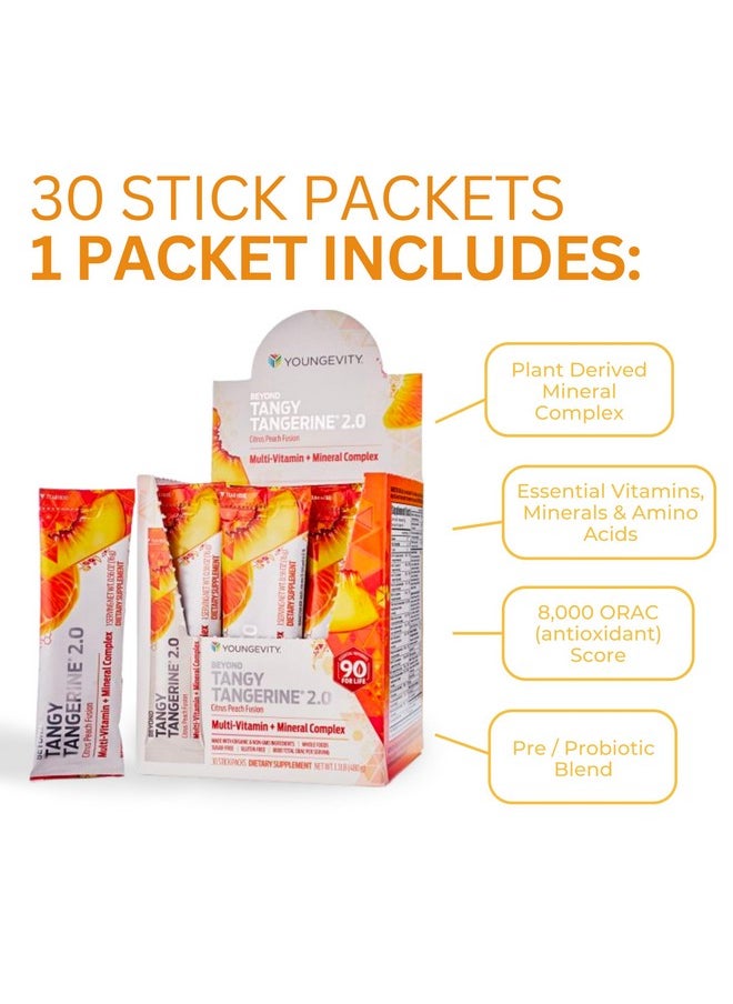 youngevity Beyond Tangy Tangerine 2.0 Citrus Peach Infusion Packets (30 Count)  - Image 2