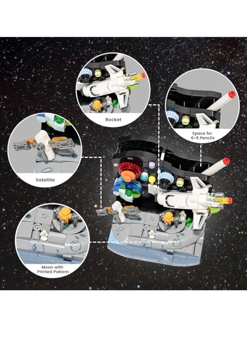 KASTWAVE 332 PCS Infinite Universe Building Set Pencil Holder with Satellite Rockets Space Astronaut, Rockets Building Kit, Great STEM Toy DIY Enrollment/Birthday Gift for Kids Ages 6+ & Adults  - Image 4