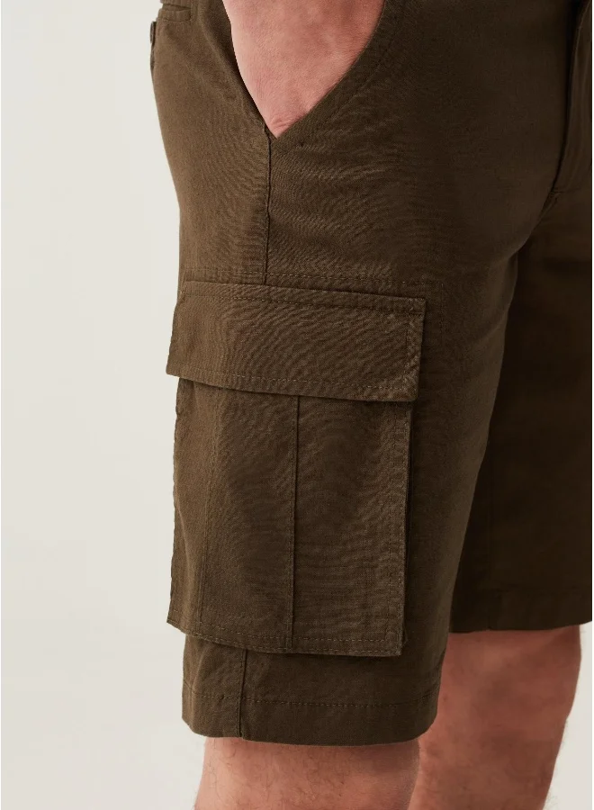 Ovs OVS Cargo Bermuda Shorts In Linen And Cotton