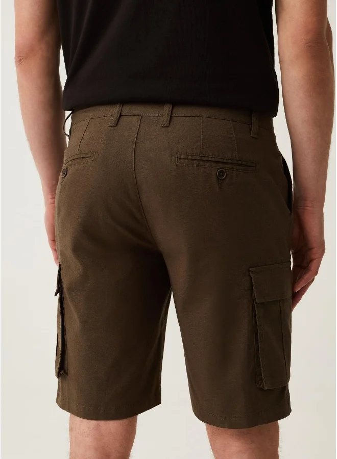 Ovs OVS Cargo Bermuda Shorts In Linen And Cotton