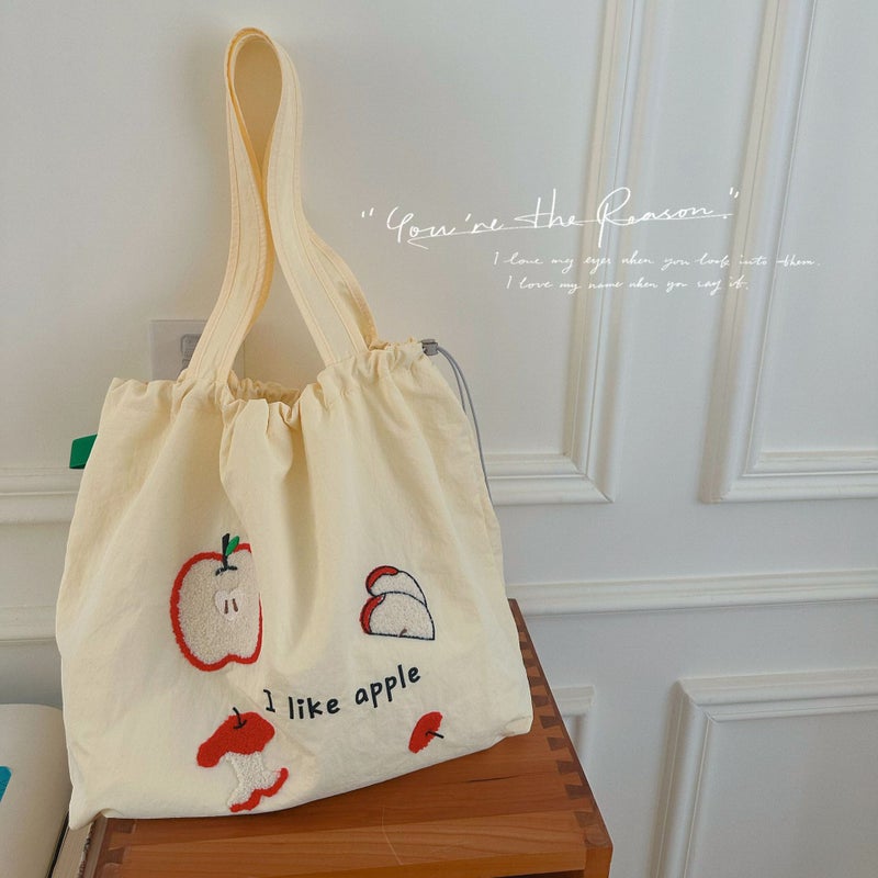 Bag Women'S Korean-Style Letter Printing Shoulder Casual All-Match Drawstring Tote Bag Large Capacity - Image 4