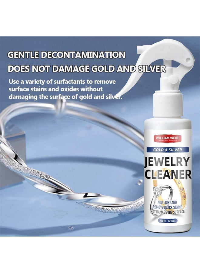 ويليام وير منظف مجوهرات مع منشفة، منظف صدأ لساعات المجوهرات، بخاخ مقاوم للاصفرار، رش سريع لتنظيف المجوهرات، محلول سائل منظف للمجوهرات 120 مل - Image 4