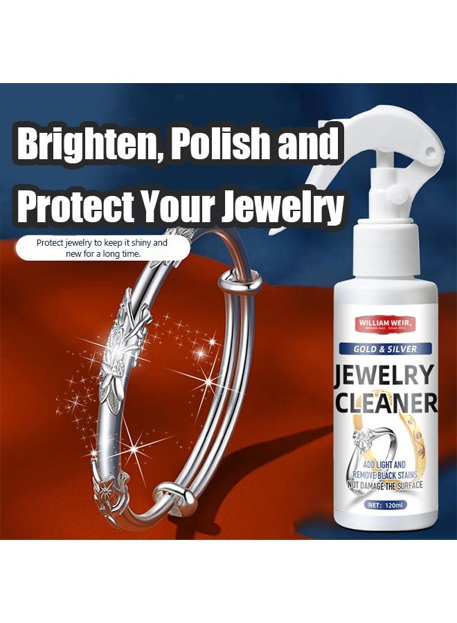 ويليام وير منظف مجوهرات مع منشفة، منظف صدأ لساعات المجوهرات، بخاخ مقاوم للاصفرار، رش سريع لتنظيف المجوهرات، محلول سائل منظف للمجوهرات 120 مل - Image 5