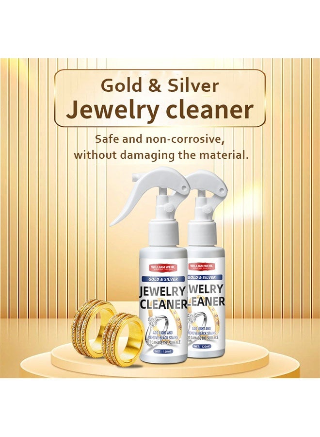 ويليام وير منظف مجوهرات مع منشفة، منظف صدأ لساعات المجوهرات، بخاخ مقاوم للاصفرار، رش سريع لتنظيف المجوهرات، محلول سائل منظف للمجوهرات 120 مل - Image 2