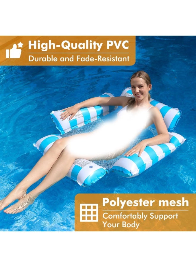 Inflatable Pool Float Chair Lounge for Adults & Kids – 4-in-1 Hammock Style Water Float – Stripe Pattern – Comfortable Mesh Support – Summer Pool Party Fun - Image 4