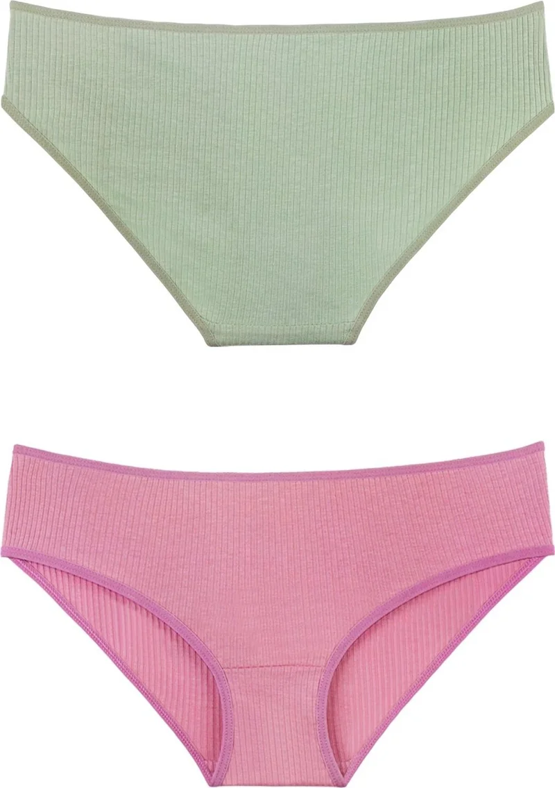 Sensu Women's Corduroy Bato Model 7-Piece Panties Set Mixed Colors KTS3021 - Light Color