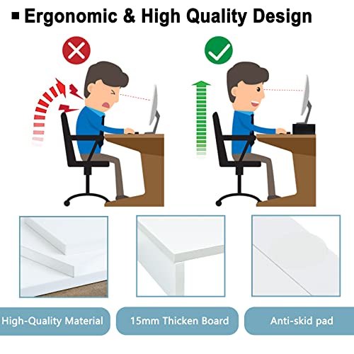 TEAMIX 2 Pack White Monitor Stand Riser - 20 inch, Wooden Desktop Stand for PC/TV/Laptop/Printer, Monitor Riser with Storage, Computer Stand with Keyboard Organizer - Image 4