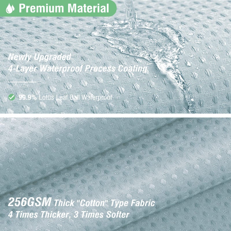 Dynamene Extra Long Shower Curtain - 84 Inch Long Fog Blue Waffle Weave Heavy Duty Fabric Bathroom Shower Curtain, Neutral Weighted Hotel Thick Bath Curtain Set with 12 Plastic Hooks,72x84, Fog Blue - Image 4