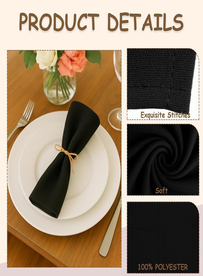 Urby Eco Hanky 10X10in Reusable Small Cloth Napkins. Eco Friendly. Ideal Use as Kids Napkins for Lunch. Dinners. Occasions Like Weddings, Thanksgiving, Restaurants Cocktail Parties. (12pk Black). - Image 4
