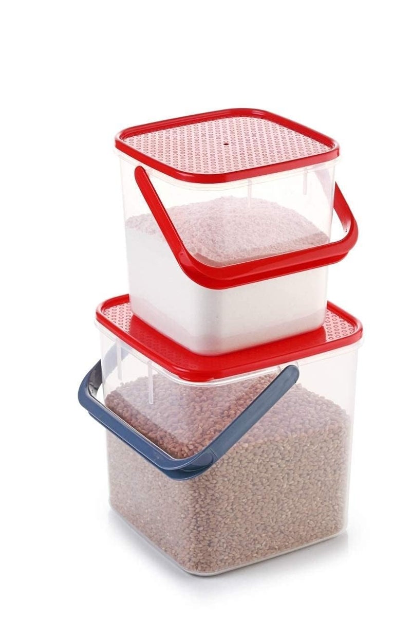 DVIJISHA Plastic Square Kitchen Storage Container square for Rice Flour Food Grain Kitchen Storage air Tight Container with Handle Pack Food Storage Jar Box2pcs Combo 5kg3kg Multi color - Image 3