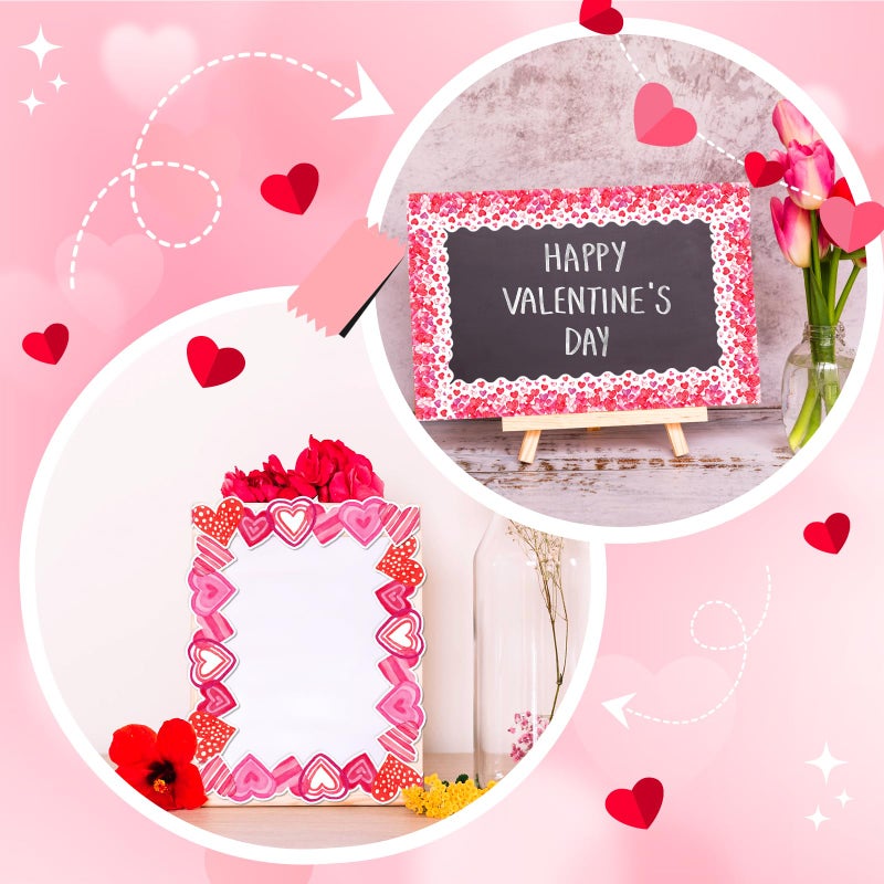 Omlisca Valentine's Day Bulletin Board Decorations 78.7ft Die-Cut Watercolor Heart Borders Classroom Decor Pink Heart Sweet Valentine Wall Decals for School Wedding Anniversary Party Supplies - Image 5