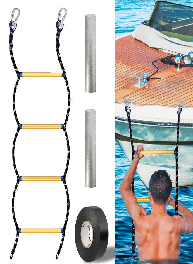 VNAKER Boat Ladder for Inflatable Boat, Kayak, Motorboat, Boat Rope Ladder - Load Capacity 400 lbs - 4 Step - Image 1
