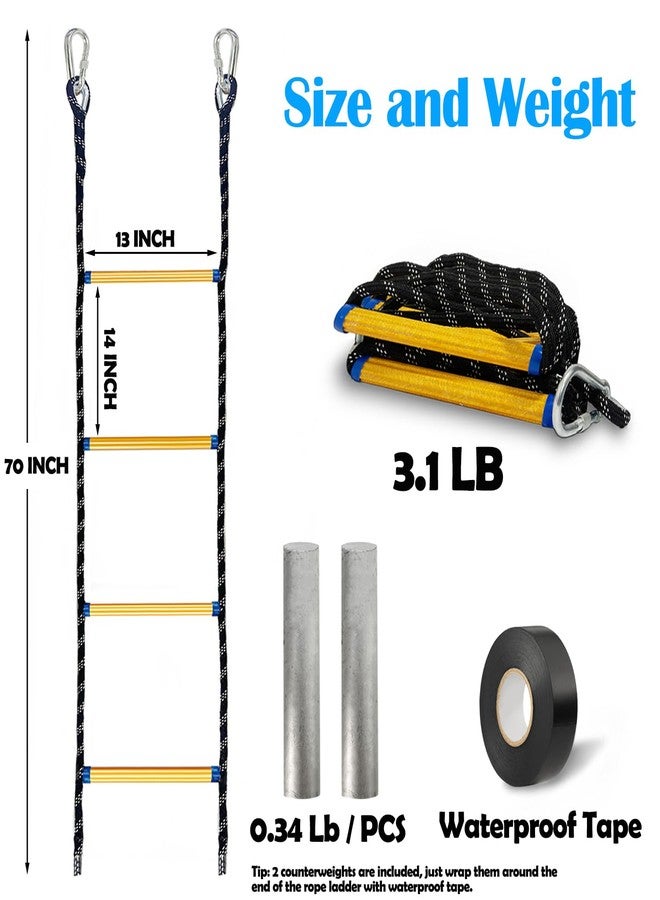 VNAKER Boat Ladder for Inflatable Boat, Kayak, Motorboat, Boat Rope Ladder - Load Capacity 400 lbs - 4 Step - Image 2