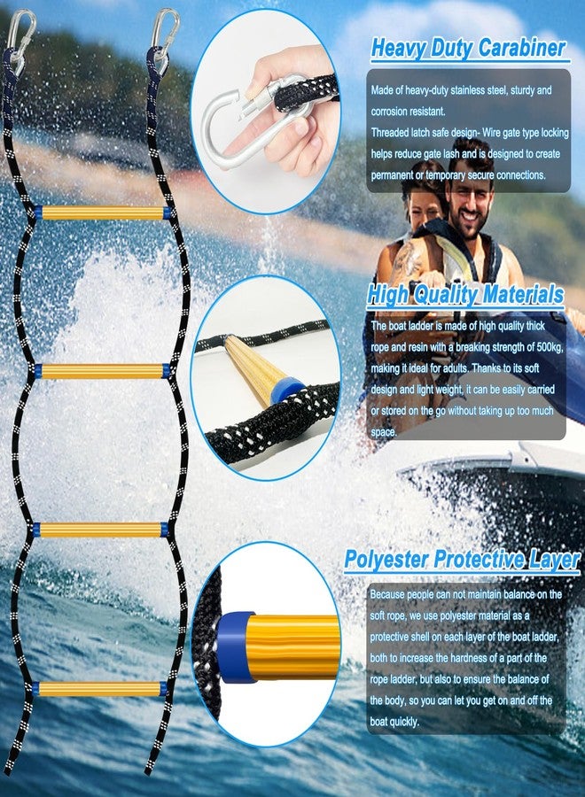 VNAKER Boat Ladder for Inflatable Boat, Kayak, Motorboat, Boat Rope Ladder - Load Capacity 400 lbs - 4 Step - Image 3
