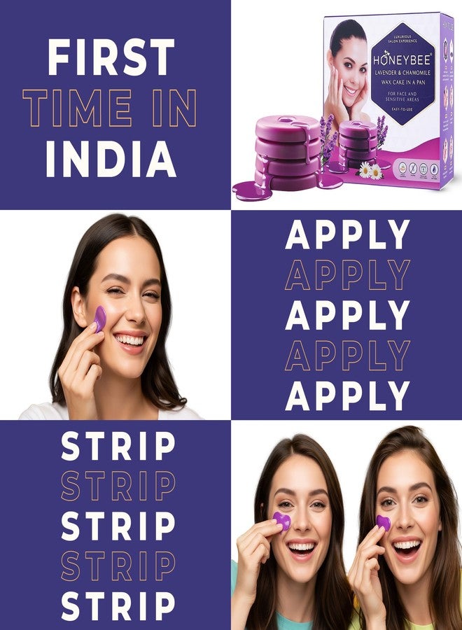 Honeybee Lavender & Chamomile Wax Cake for Women | 1st Time in India Liposoluble Wax Disc | Katori Face Wax | Stripless Kit for Sensitive Skin - Bikini, Chin, Armpits - 20g x 4 Cakes - Image 2
