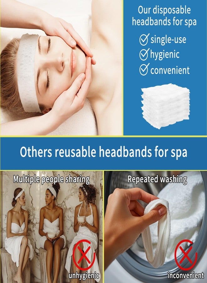 RAQEHO 50pcs Disposable Headbands for Spa - Non Slip Elastic Spa Facial Head Bands Bulk Head Wrap Hair Bands For Women'S Hair Skincare Washing Face Makeup Facial Tools Esthetician Supplies Adjustable - Image 4