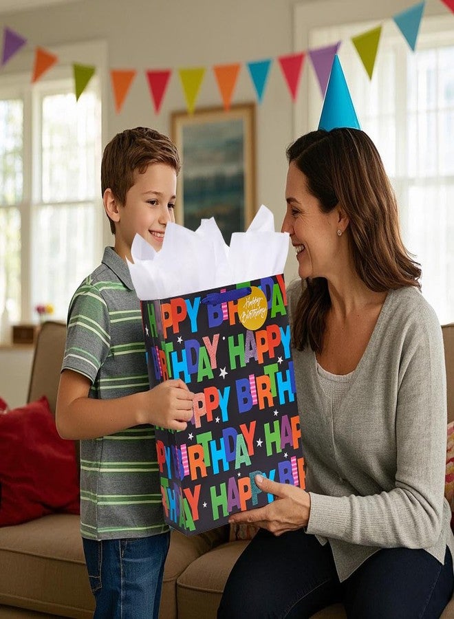 Bobobag 2 Pack 16.5" Large Gift Bag with Tissue Paper for Birthday Party (Balloons) - Image 2