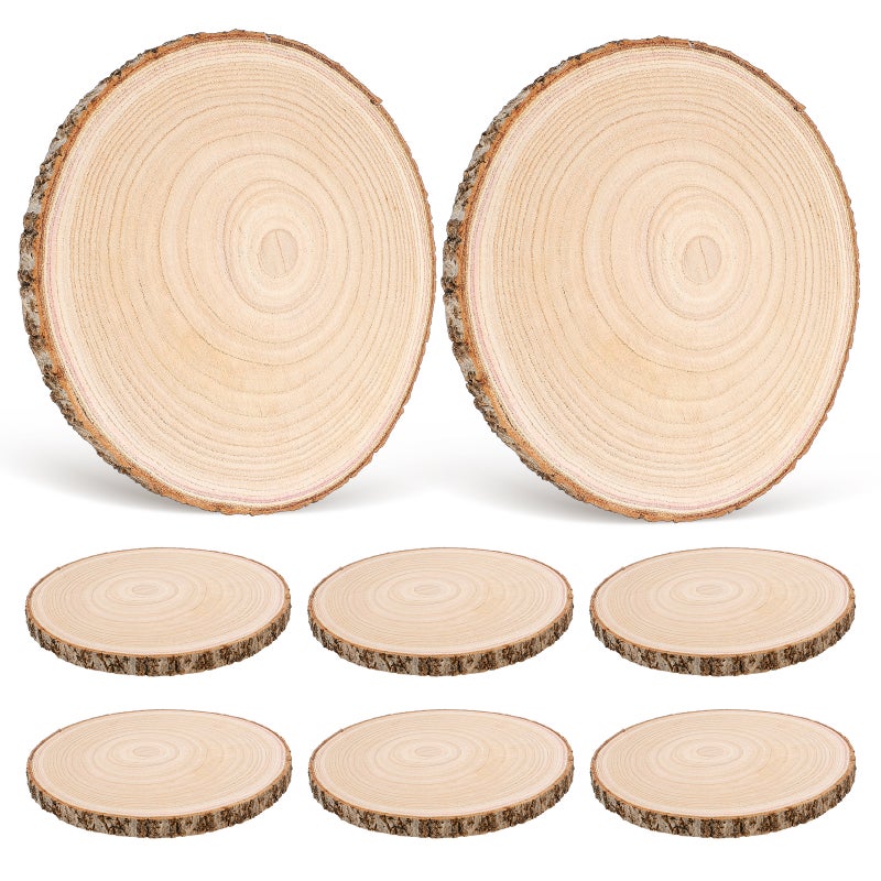8pcs Wood Slices Unfinished Wood Centerpieces Rustic Home Decors Wedding Decorations Blank Wood Circles Wood Painting Projects - Image 1