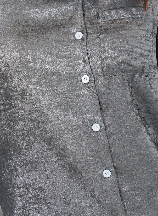 تايك تو بلوزة سادة بتفاصيل بارزة الملمس وأكمام طويلة - Image 3