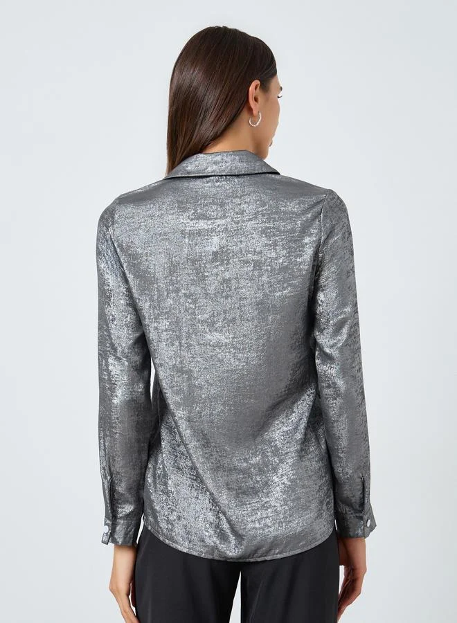 Take Two  Solid Textured Long Sleeve Shirt for Women | Best Price UAE