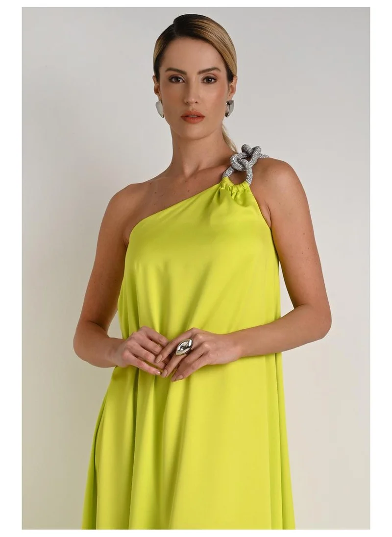 Carmen Steffens Long Dress with Tropical Shoulder Detail