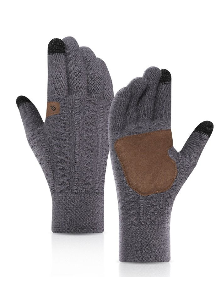 Golovejoy Men's Warm Windproof Plush Anti-skid Casual Business Gloves 