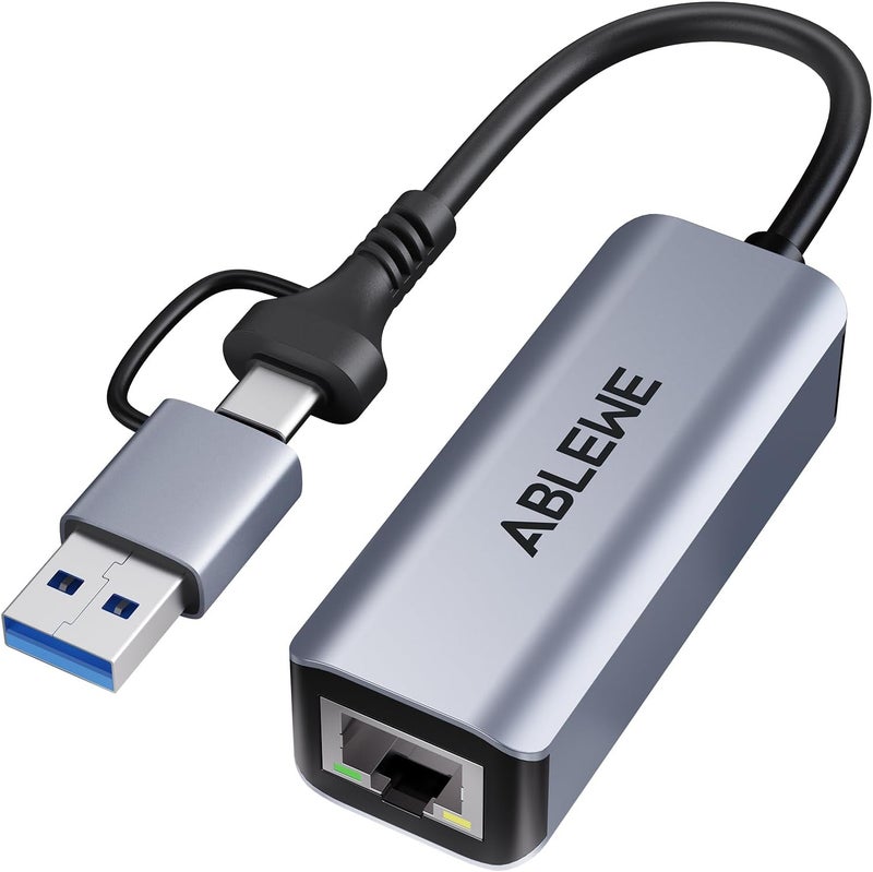 ABLEWE USB to Ethernet Adapter, USBC/USB 3.0 to RJ45 Gigabit LAN (1000Mbps) Network Adapter, Compatible with MacBook/Pro/Air, iPhone 15/16 Pro, iPad Pro, Surface Pro, Windows11/10/8, MacOS, Chromebook - Image 1