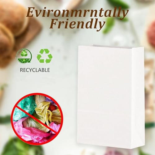 Mintboo Paper Lunch Bags 100 Count Large White Lunch Bags Sacks Kraft White Paper 8LB Strong for Small Business - Image 4