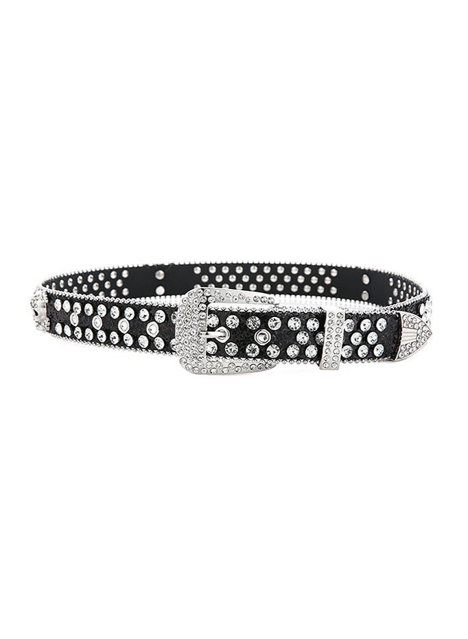 Punk Skull Rhinestone Belt, Men Women Bling Pin Buckle Belt, Hip Hop Western Cowboy Decorative Belt - Image 3
