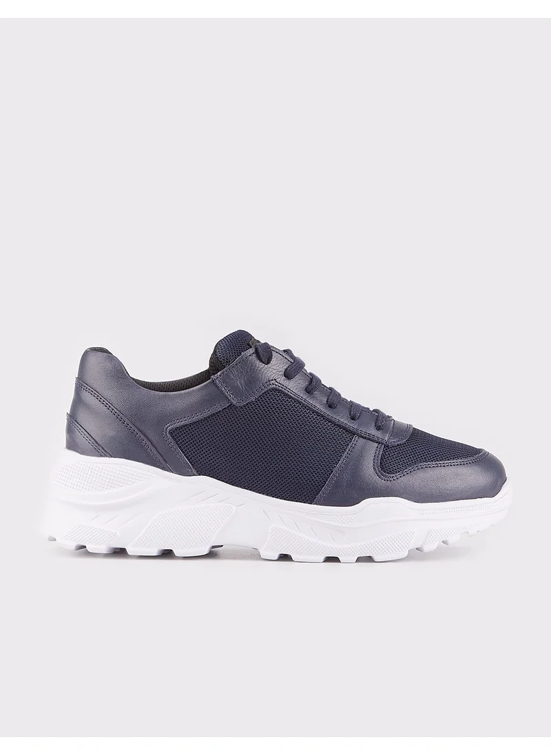 كاباني Leather Navy Blue Lace-up Women's Sports Shoes