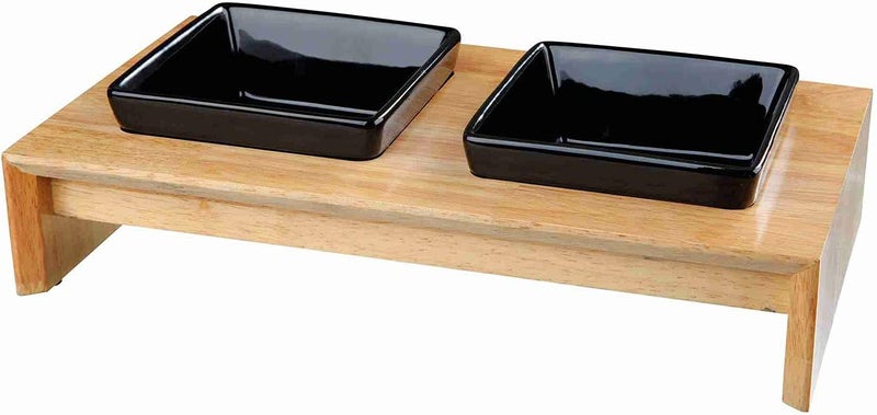 Trixie Ceramic Bowls on Wood Stand for Dogs - Image 1