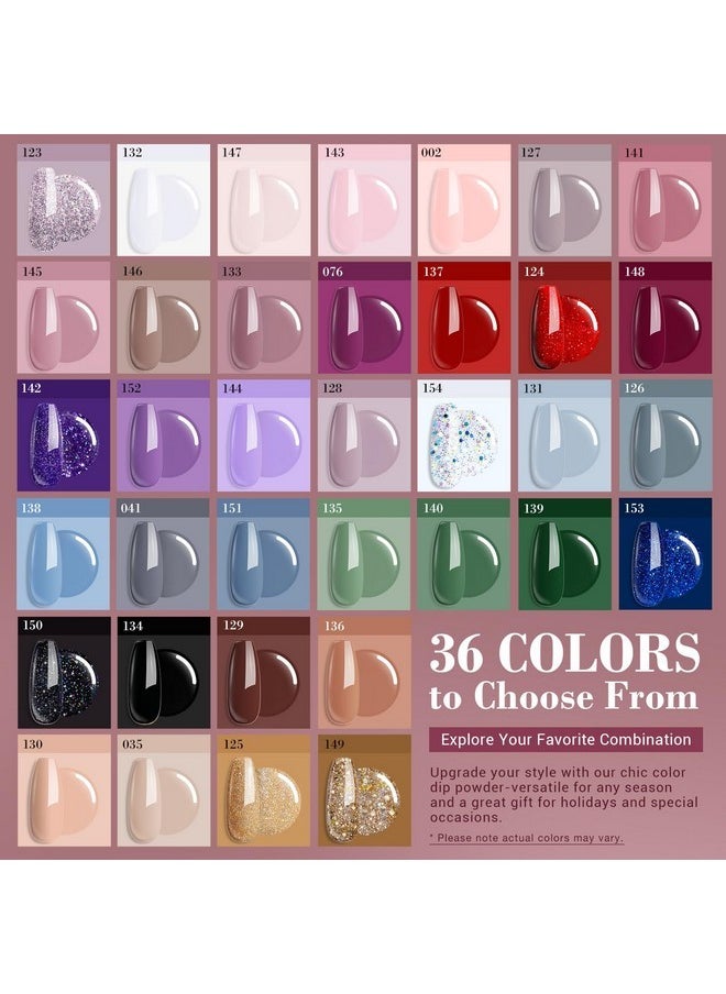 AZUREBEAUTY Powder Nail Kit, Azurebeauty 36 Colors Fall Winter Red Glitter Brown Dipping Powder Starter With Top/Base Coat Activator & Removal Accessories Set For French Manicure Salon Diy At Home  - Image 5