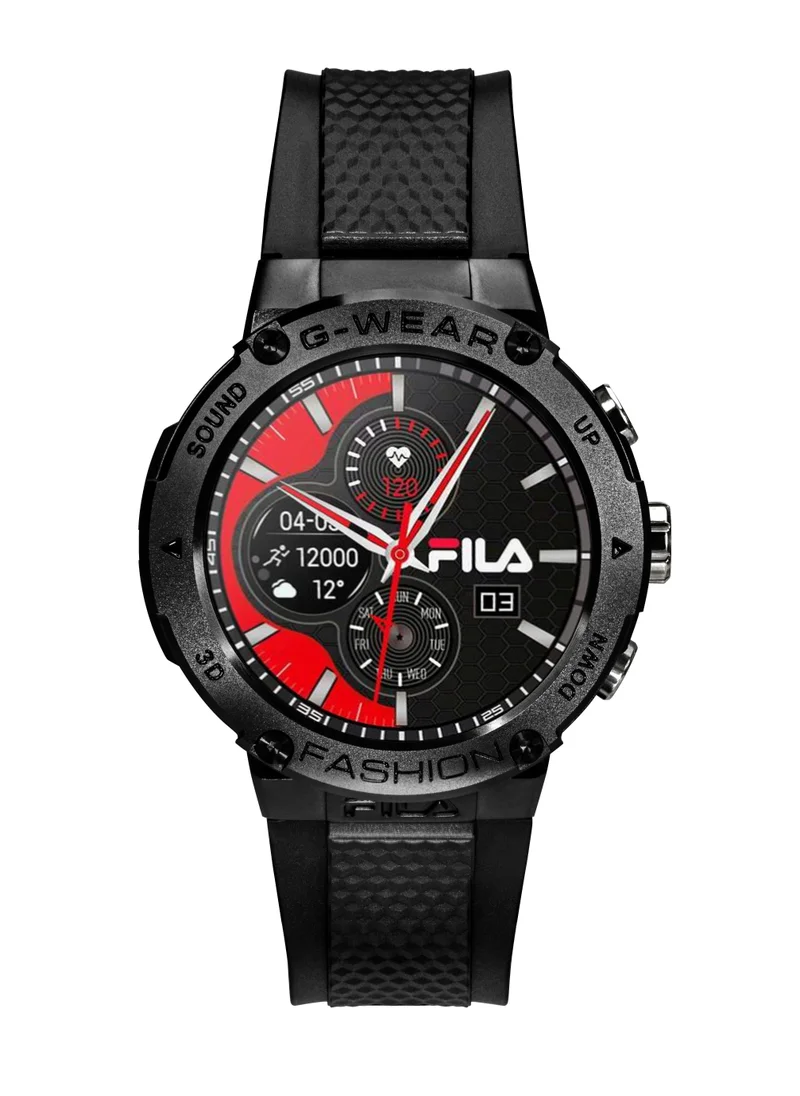 فيلا Fila Unisex Smart Watch With Interchangeable (Silicone/Gun Metal) Strap, SW/27, size 50mm