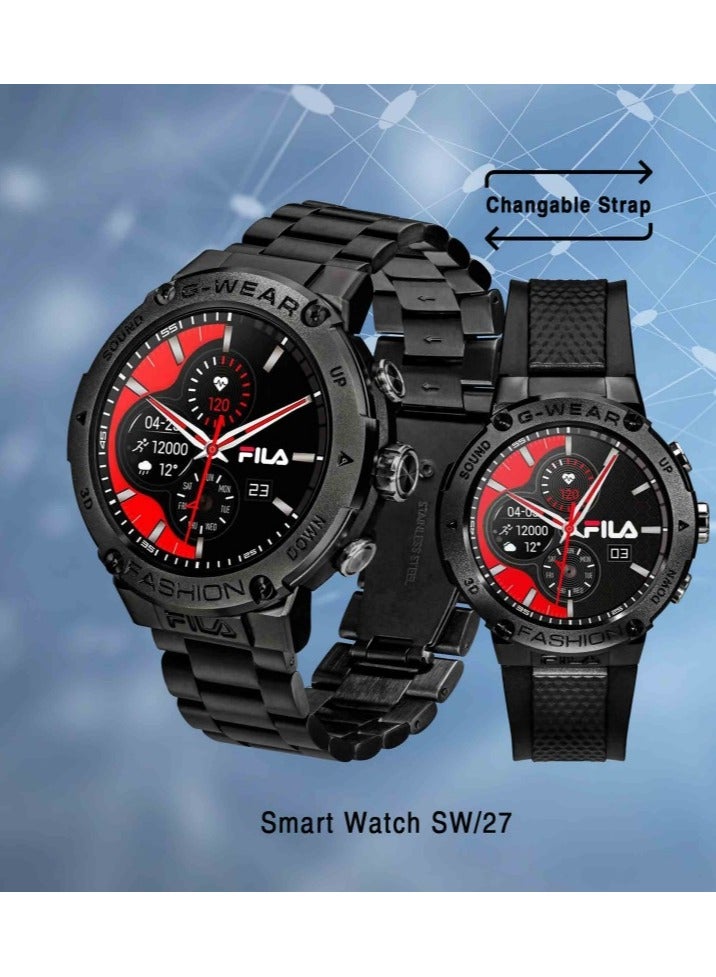 Fila Unisex Smart Watch With Interchangeable (Silicone/Gun Metal) Strap, SW/27, size 50mm - Image 3