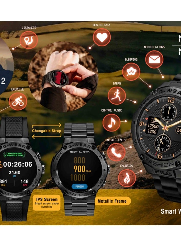 Fila Unisex Smart Watch With Interchangeable (Silicone/Gun Metal) Strap, SW/27, size 50mm - Image 4