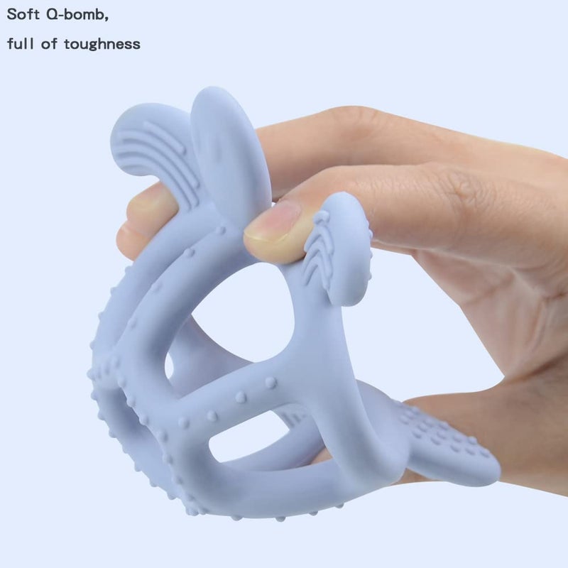 ميجوداي طراز Turtle Turtle Theether Theether مصنوع من ألعاب التسنين الناعمة للسيليكون للأطفال 3M+ Babies Oral Motor Toy BPA Free (1 Pack) - Image 4