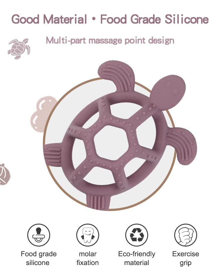 ميجوداي طراز Turtle Turtle Theether Theether مصنوع من ألعاب التسنين الناعمة للسيليكون للأطفال 3M+ Babies Oral Motor Toy BPA Free (1 Pack) - Image 5